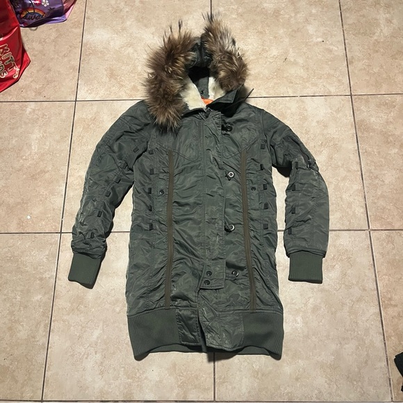 Avirex N-3 Raccoon Fur Military Flight Parka Jacket Size Small
